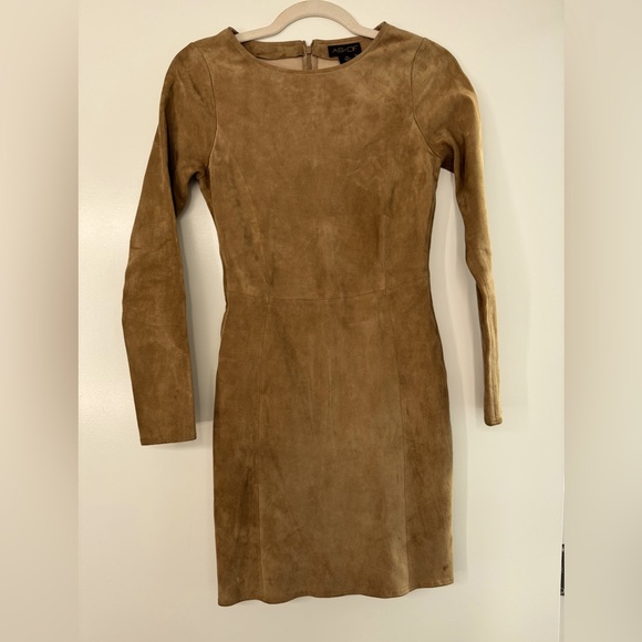 Stretch suede fitted mini dress size XS or US 0-2 - Picture 1 of 5